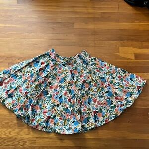 Denim floral circle skirt with side pockets